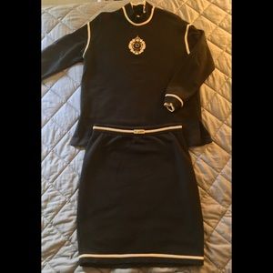 St. John Sport Black & Gold Top & Skirt Set
